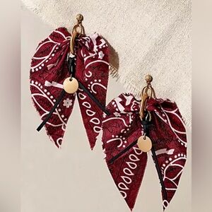 Ariana Ost Red Bandana Statement Earrings NWT